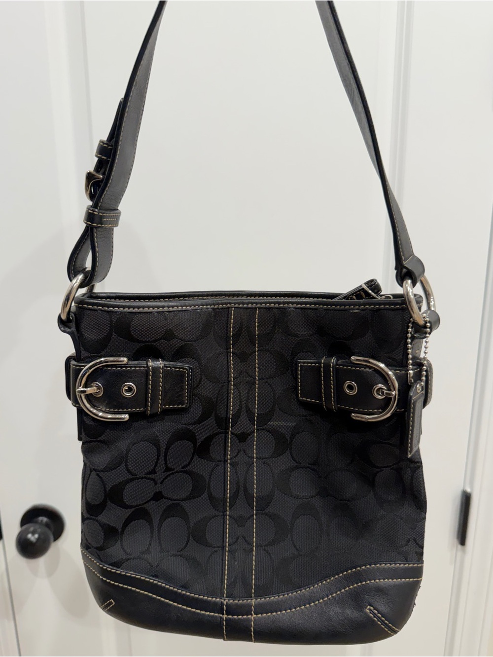 Vintage 2006 Coach Black Monogram Shoulder Purse